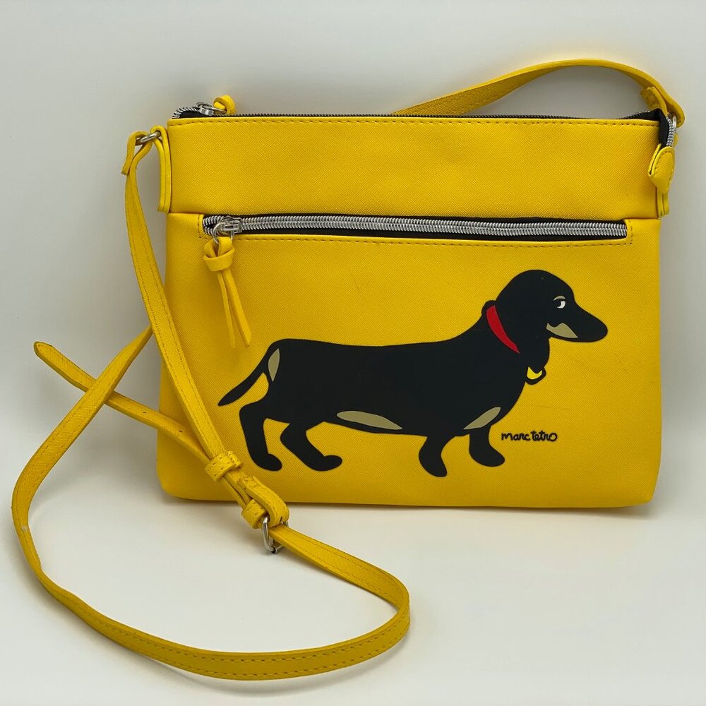 MARC TETRO Yellow Dachshund Crossbody Purse